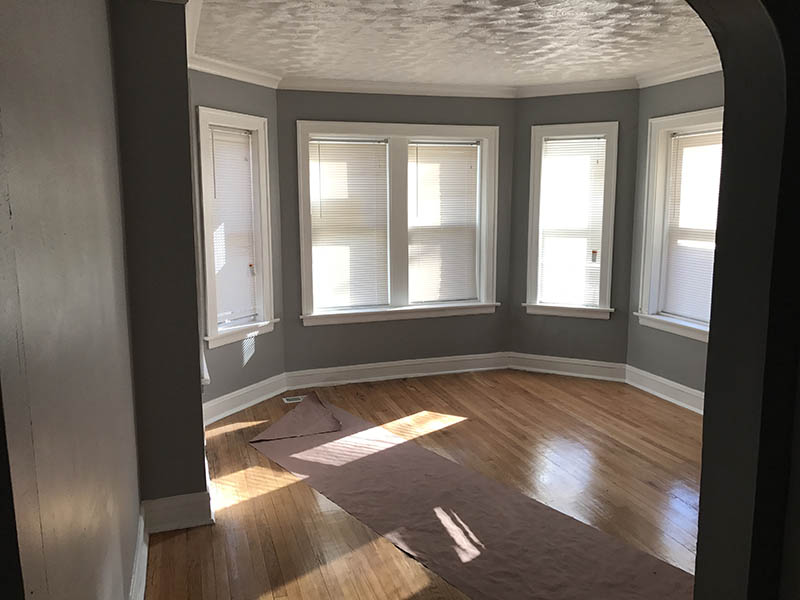 Interior living room view of 7332-34 S. May section 8 investment Property